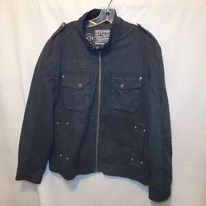 Affliction Men's 2X Jacket 90s Y2K MMA Black Premium Enemy Line Embroidered